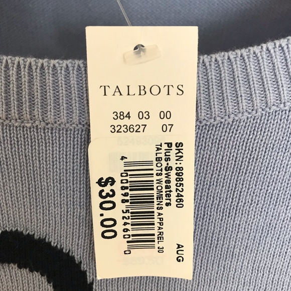 NWT Talbot sweater. Size 1Xp. Sky blue with dark navy blue nautical design. - Picture 10 of 12